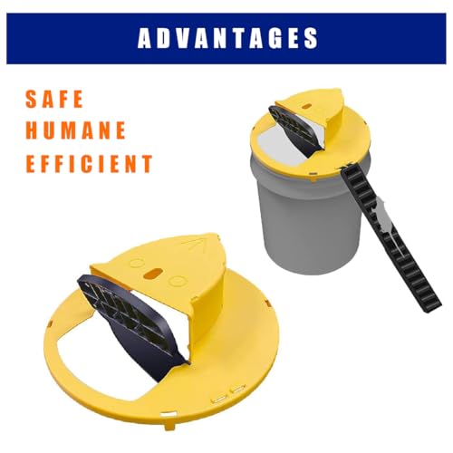 Mouse Trap Bucket Lid (2-Pack) - Humane Flip and Slide Bucket Lid Mouse/Mice/Rat Trap, Auto Reset, Multi Catch Mice Trap Compatible with 5 Gallon Bucket for Indoor/Outdoor/Chicken Coop