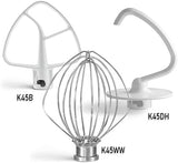 Attachments Accessories fit for Kitchenaid 4.5 QT Stand Mixer K45WW Wire Whip K45DH Dough Hook K45B Coated Flat Blade Paddle K45 K4SS K45SS KSM75 KSM90 KSM95 KSM100 KSM103 KSM110 KSM150PS prime&swift