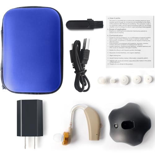 Hearing Amplifier, Hearing Aids for Seniors Rechargeable with Noise Cancelling, Digital Hearing Aids for Adults Mild to Moderate Hearing Loss - All Accessories Included(Cleaning Kit,Domes,Charging