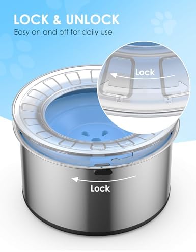 1Gallon Large Dog Water Bowl No Spill, [Anti Digging Lid & Rubber Bottom] Spill Proof Dog Bowl, Anti Splash Mess Dripless Slow Drinking Stainless Steel Water Bowl for Sloppy Messy Drinkers Car