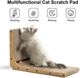 FUKUMARU Cat Scratcher, 26.8 Inch L Shape Cat Scratch Pad Wall Mounted, Cat Scratching Cardboard with Ball Toy for Indoor Cats, Large Size
