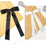 Oversized Long-Tail Hair Bows Set - 4 PCS Ribbons and Large Barrettes for Cute Aesthetic Hair Accessories for Girls (Black White)