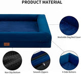 Dog Bed for Extra Large Dogs, Orthopedic Washable Dog Bed with Removable Bolster, Waterproof Pet Bed with Nonskid Bottom, Blue