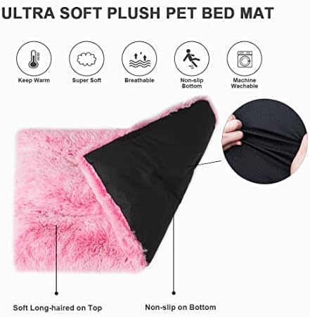Vonabem XL Dog Bed Large Crate Pad, Washable Pink Pet Beds, Deluxe Plush Soft Crate Bed 42 inch, Dog Mats for Sleeping, Anti-Slip Kennel Pad 41 * 27 inch