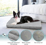 Explore Land Waterproof Dog Bed Cover Machine Washable Fluffy Dog Bed Replacement Cover, 44Lx32Wx4H inch, Gray