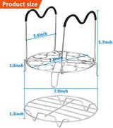 Steamer Cooling Rack Trivet Accessory Set, Include 9-holes Egg Steamer Cooking Rack with Heat Resistant Silicon Handles & Compatible for 6, 8 Quart Pressure Cooker Trivet, Instant Pot Accessories