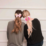 Velvet Mouse Ears Scrunchies - Cute Hair Ties for Women, Girls' Ponytails, Costume Party Favors, and Hair Accessories in White and Pink