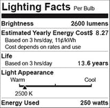 BONGBADA 2 Pack Heat Lamp Clear Infrared Bulbs PAR38/250 Watts Glass Lamp Bulb for Food Service, Brooder Bulb, Chicks, Pet, Bathroom, Light Therapy Use E26 Base, Flood Light Heat Lamp Bulb
