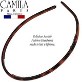 Camila Paris AD105 French Fashion Headband for Women, Skinny with Teeth for Strong Hold Grip Women's Hairband, Very Flexible, No Slip and Durable Styling Girls Hair Accessories, Made in France