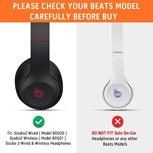 GVOEARS Replacement Ear Pads for Beats Studio 3, Ear Cushions for Beats Studio 2&Studio 3 Wired & Wireless Not Fit Beats Solo On-Ear Headphone with Stronger 3M Adhesive Tape Thicker Memory Foam(Grey)