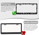 2 Pack Bling License Plate Frames for Women, Sparkly Rhinestone Diamond Car Accessories with Glitter Crystal Caps (Black)