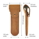 Safety Razor Head Protecting Leather Cover, Genuine Cowhide Leather Double Edge Safety Razor Case Accessories for Travel, Butterfly Razor Case (Vintage Brown)