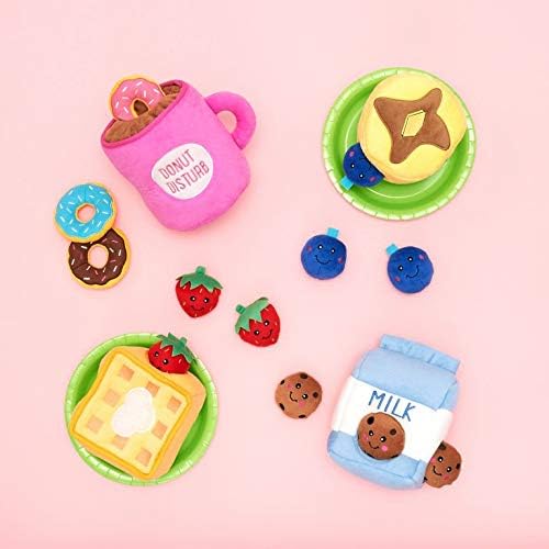 ZippyPaws Burrow, Food Buddies Coffee & Donutz - Interactive Dog Toys for Boredom - Hide and Seek Dog Toys, Colorful Squeaky Dog Toys for Small & Medium Dogs, Plush Dog Puzzles