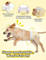 Dono Dog Diapers Female, Disposable Full Wrap with Stretchy Waist, 360° Leak-Proof, Absorbent, Heat Period Doggie Diapers for Small and Large Dogs for Heat, 14 PCS