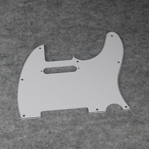 FLEOR 8 Hole TL Pickguard Scratch Plate with Pickguard Screws Set Fit USA/MX Standard TL Style Pickguard Replacement, 3Ply White