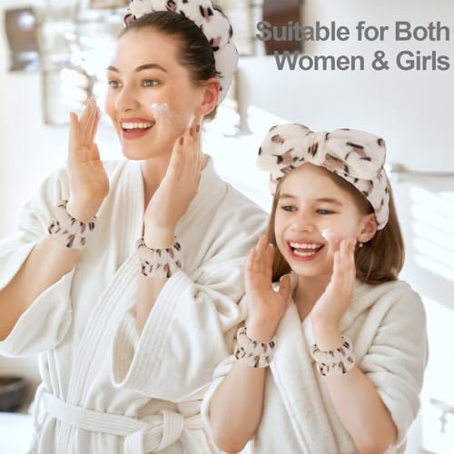 Canitor Spa Headband Wrist Bands Set with Hair Clips Skincare Headband for Washing Face Non Slip Puffy Terry Cloth Makeup Headband Cute Women Teen Girls Gifts Trendy Stuff Hair Accessories