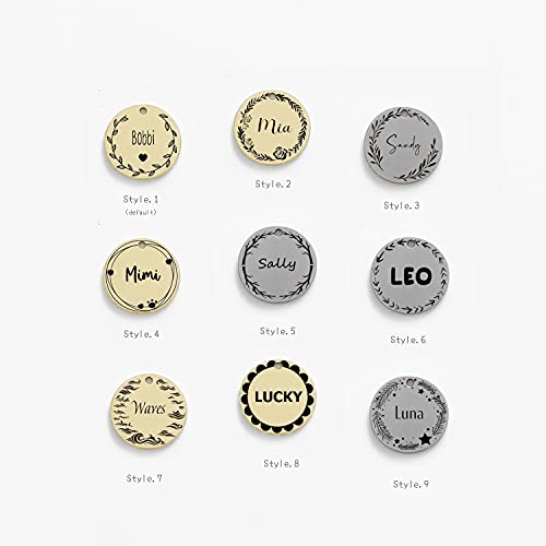 Cat Dog ID Tags Personalized 9 Corolla Styles Flower Wreath to Choose for Large Pets Collar Accessories Shiny Brass Copper Engraved Custom on Both Side
