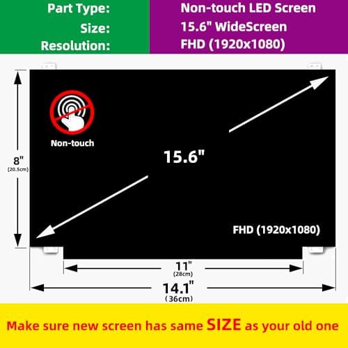 15.6'' Non-Touch 30Pin Replacement Screen Compatible with B156HAN01.1 -HW:0B/1A/3A/5A, B156HAN06.0 -HW0A/2A/1A, B156HAN06.3-0A/0B/4A/NA, FHD 1920x1080, IPS, w/Bracket Display Panel