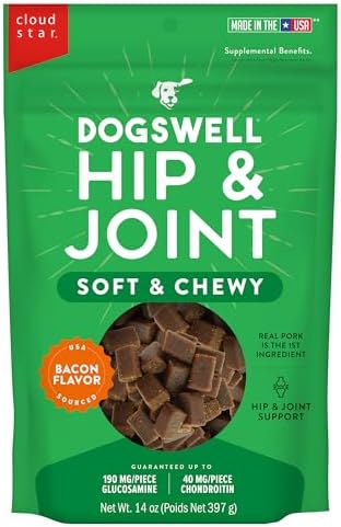 DOGSWELL Hip & Joint Soft & Chewy Dog Treats, Bacon, 14 oz. Bag