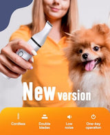 oneisall Pet Paw Trimmer,Corldless Quiet Dog Trimmer for Grooming with Double Blades,Low Noise 2 Speed Small Dog Grooming Clippers for Paws, Eyes, Ears, Face, Rump