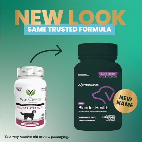 VetriScience Bladder Health Chewable Tablets, Bladder Strength Urinary Tract Supplement for Dogs, Reduce Urine Leakage and Overactive Bladder, With Soy Protein and Saw Palmetto, Smoke, 90 Count