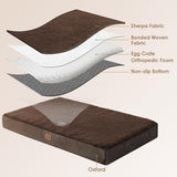 EHEYCIGA Orthopedic Foam Dog Bed for Large Dogs, 35"L x 23"W x 3.5"Th, Brown