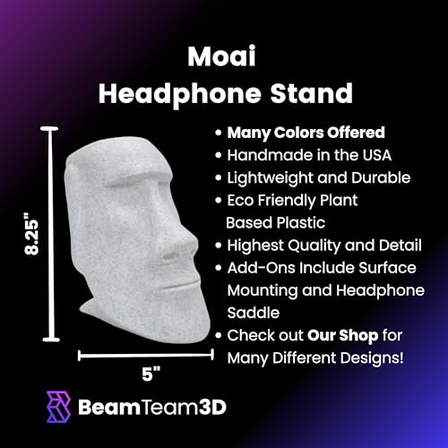 Moai Headphone Stand - Universal Headset Holder - Desk Accessory - Stands and Mounts for Desktop - Gaming Setup - Gamer Accessories (Galaxy Black)