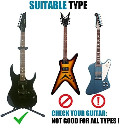 GLEAM Guitar Stand - Adjustable Fit Electric, Classical Guitars and Bass, Accessories, Folding Type Black (CG-4)