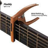 3in1 Guitar Capo for Acoustic and Electric Guitars,2 Pack(with Pick Holder and 6 Picks),Ukulele,Strings Accessories (Black&Wood)
