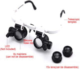 Microscope Accessories Kit 2LED Head-Mounted Illuminating Microscope Headband LED Lamp Light Microscope Slides