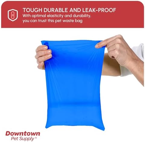 Downtown Pet Supply Poop Bags for Dogs with Dispenser, 500 Count - Leak-Proof Dog Waste Bags and Bone-Shaped Dog Poop Bags Holder for Leash - Rainbow of Colors, 12.5" x 8.5"