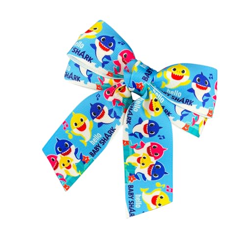 Shark Hair Bow, Bows for Girls, Grosgrain Ribbon with Glitter Toddler Bows Clips Baby Barrettes Accessories for Infant Kids Children (4.75" 4" 2.75" 3 PCS Set)