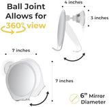 HONEYBULL Shower Mirror Fogless for Shaving - with Suction, Razor Holder for Shower & Swivel, Small Mirror, Shower Accessories, Bathroom Mirror, Bathroom Accessories, Holds Razors (White)