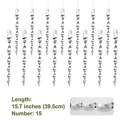 OFFO Large Bird Deterrent Scarer Rods 15.7 Inches Reflective Bird Repellent Device Outdoor Bird Scarer to Keep Pigeon and Woodpecker Away from Garden or Yard, Silver (15 Pcs)