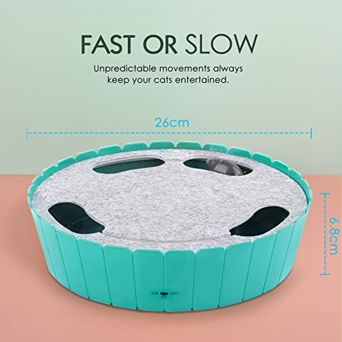 Pawaboo Interactive Cat Toy with Running Mouse, Electronic Motion Cat Toy Automatic Teaser for Indoor Cats, Pop and Play Hide Seek Cat Toy Hunting Mouse for Pet Cat Kitten Play Fun Exercise, Lake Blue