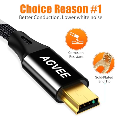 AGVEE 2 Pack 6.6ft USB Cable for Blue Yeti Microphones & Blue Snowball iCE Mic, Replacement Power Cord for Blue Yeti USB Microphone Blackout Edition & HyperX Quadcast, Black