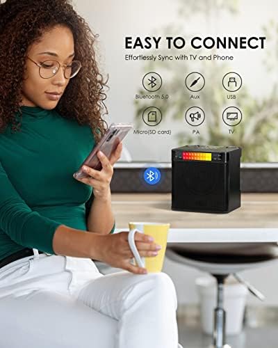 Karaoke Machine for Kids/Adults, FULLIFE 2024 Upgraded Portable Bluetooth PA Speaker System with 2 Wireless Microphones, Colorful LED Light That Changes, Sing Karaoke Set for Home Parties, Indoors