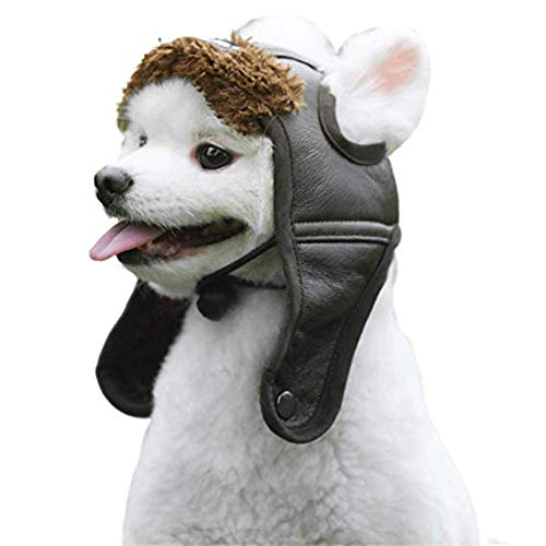 Leconpet Dog Aviator Hat, Dog Winter Pilot Hat with Ear Flaps for Cold Weather (XXL, Black)