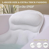 Bath Pillow Luxury Bathtub Pillow, Extra Soft & Comfortable Bath Pillows for Tub Head Neck and Back Support, with 4D Air Mesh Cushions & Non-Slip Suction Cups - Bath Accessories Spa Gifts for Women