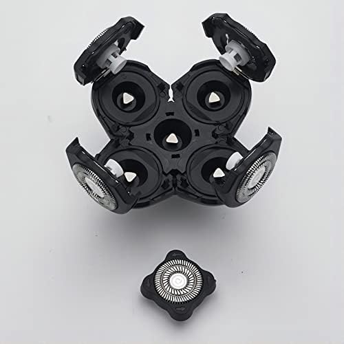 Men Electric Shavers Replacement Heads 5 in 1 Razor Replaceable Alternate Floating Washable Blade Trimmers Head (Black-2pcs)