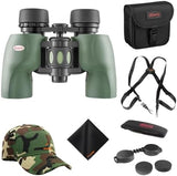 Kowa 8x30 YF II Porro Prism Lightweight Binoculars for Bird Watching, Hiking with Waith Adjustable Baseball Hat (Camo),Waith Binocular Harness Strap and Waith Microfiber Cleaning Cloth (Bundle Kit)