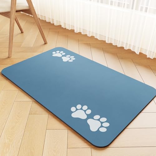 Pet Feeding Mat-Absorbent Pet Placemat for Food and Water Bowl, Dog Food Mat with Waterproof Rubber Backing, No Stains Quick Dry Water Dispenser Mat for Dog and Cat, Blue-17"x27"