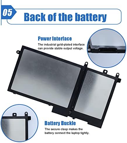 Dentsing 11.4V 51Wh 93FTF Laptop Battery Replacement For Dell Precision 15 3520 Latitude E5480 E5580 E5590 5280 Series Notebook D4CMT