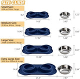 Hubulk Pet Dog Bowls 2 Stainless Steel Dog Bowl with No Spill Non-Skid Silicone Mat + Pet Food Scoop Water and Food Feeder Bowls for Feeding Small Medium Large Dogs Cats Puppies (Small, Navy Blue)