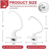 Dough Hook K5ADH Replacement for KitchenAid 6 Quart Bowl-Lift Stand Mixer, Dough Hook Replacement for KitchenAid 6QT Bowl-Lift Professional 600 Series Mixers, White