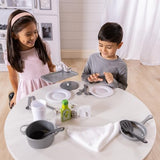 Melissa & Doug 22-Piece Play Kitchen Accessories Set - Utensils, Pot, Pans, and More , White