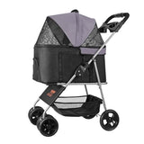VEVOR Pet Stroller, 35 lbs Weight Capacity, Foldable Dog Stroller Cart, 4 Wheels Cats Strollers with with Detachable Carrier & Mesh Windows, Portable Design with Brake for Small to Medium Pets