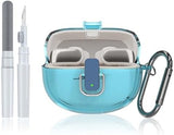 Clear Case for Bose Ultra Open with Safety Lock (2024), Shockproof Protective Cover for Bose Ultra Open Earbuds Clear TPU Bose Open Ear Case Accessories with Cleaning Kit & Carabiner (Clear Blue)