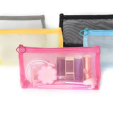 Patu Zipper Mesh Bags, Widened Pencil Case, 5 Pieces, Beauty Makeup Cosmetic Accessories Organizer, Travel Toiletry Kit Set Storage Pouch, Assorted Colors