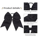 20 PCS 8 Inch Cheer Hair Bows Large Cheerleading Big Hair Bows with Ponytail Holder Hand-made Grosgrain Ribbon Hair Accessories for Teen Girls(Black)